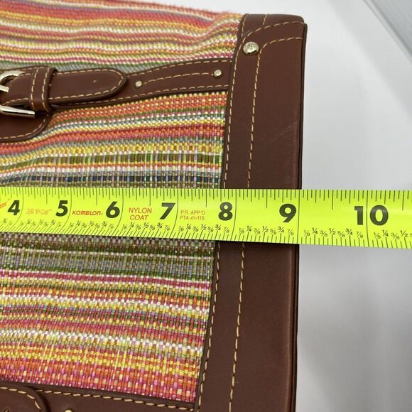 Etienne Aigner Woven Striped Purse Shoulder Bag Brown 10" X‎ 9"X 4" Bag Charm - Picture 16 of 16